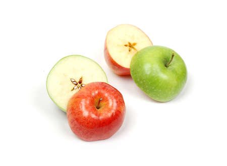 An apple made from half a red and half a green appleの写真素材