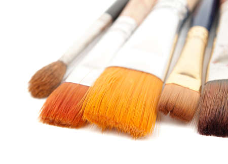 paint brushes on a white background.の写真素材