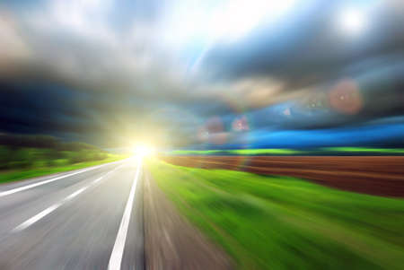road with blur  skyの写真素材