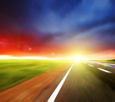road with blur  skyの写真素材