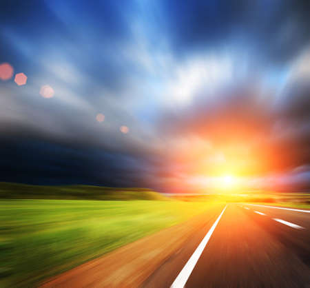 road with blur  skyの写真素材