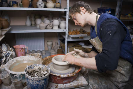 potter on the potters wheelの写真素材
