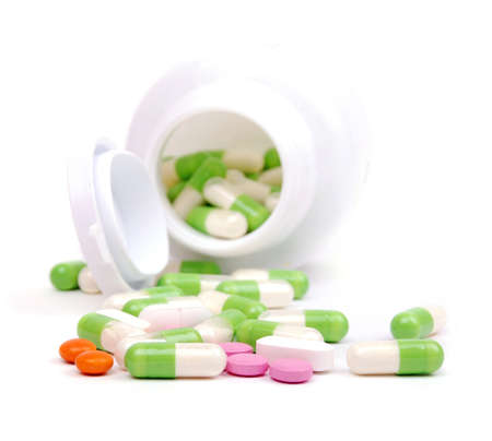 pills isolated on white backgroundの写真素材