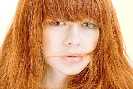 Beautiful girl with red hairの写真素材
