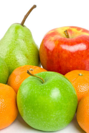 fruit plate with citrus fruits, apples, banana, plumの写真素材
