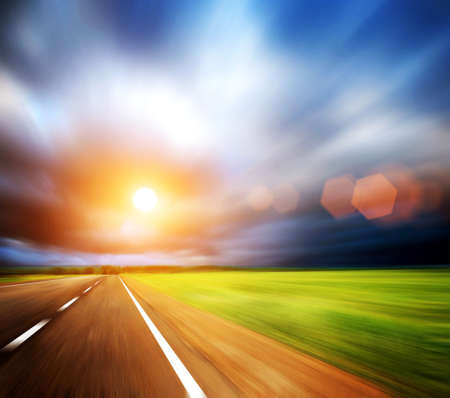 blured road and blured skyの写真素材