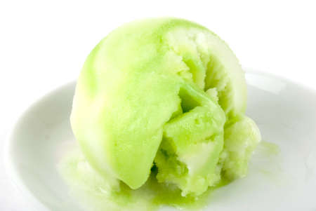 Scoop of ice cream on white backgroundの写真素材
