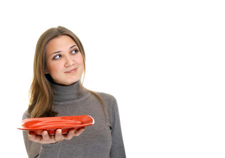 girl with plateの写真素材