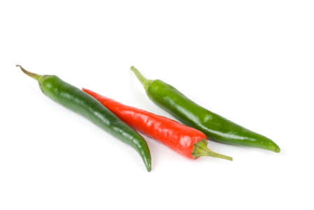 chilli peppers on white backgroundの写真素材