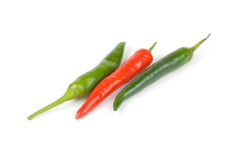 chilli peppers on white backgroundの写真素材