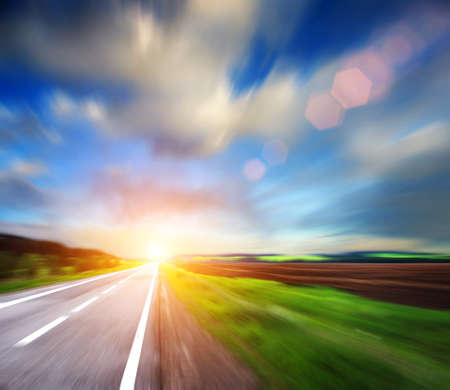blured road and blured skyの写真素材