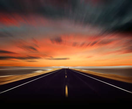 blured road and blured skyの写真素材
