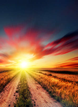 blured road and skyの写真素材