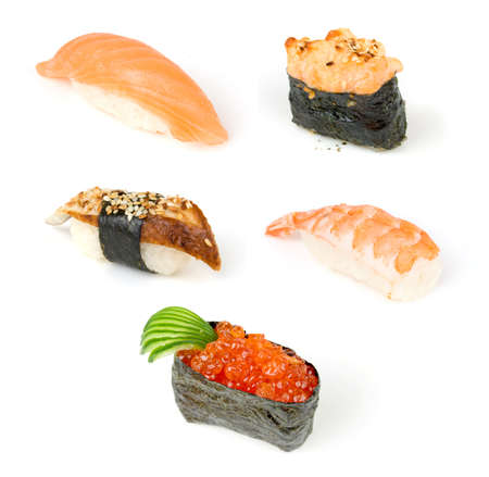 sushi set on white backgroundの写真素材