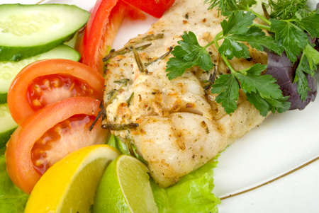 Grilled Foods - Grilled Fish with Tomatoの写真素材