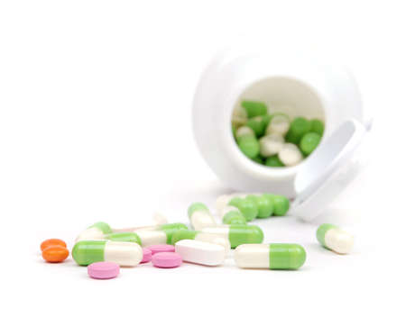 pills isolated on white backgroundの写真素材
