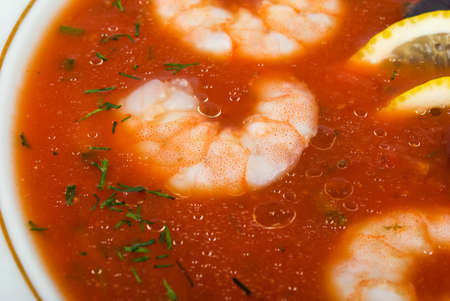 tomato soup with shrimpの写真素材