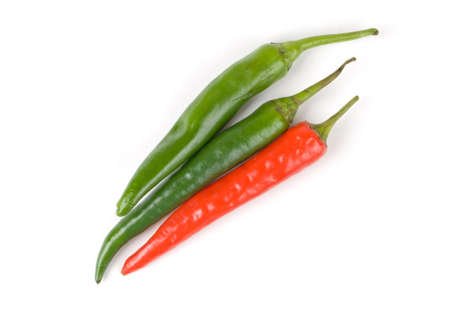 chilli peppers on white backgroundの写真素材