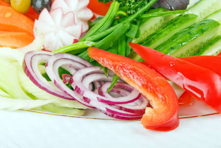  fresh cut vegetables in saladの写真素材