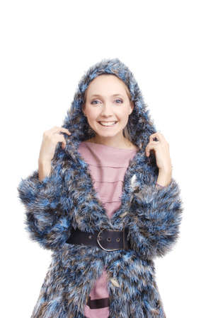 beauty girl in a woolen sweaterの写真素材