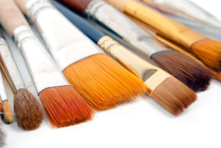 paint brushes on a white background.の写真素材