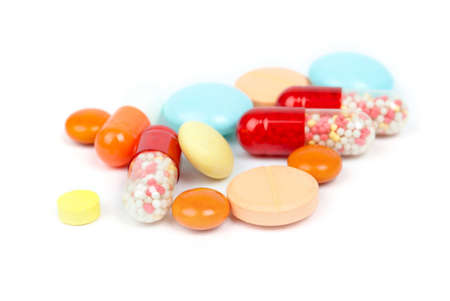 pills isolated on white backgroundの写真素材