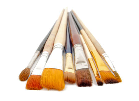 paint brushes on a white background.の写真素材