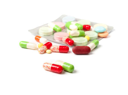 pills isolated on white backgroundの写真素材
