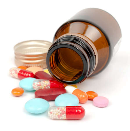 pills isolated on white backgroundの写真素材