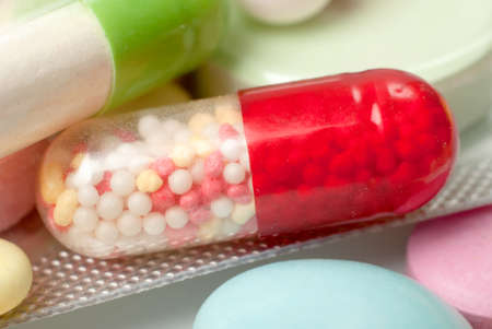 pills isolated on white backgroundの写真素材