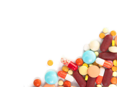 pills isolated on white backgroundの写真素材