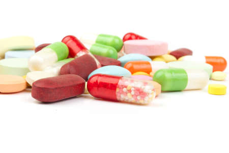 pills isolated on white backgroundの写真素材