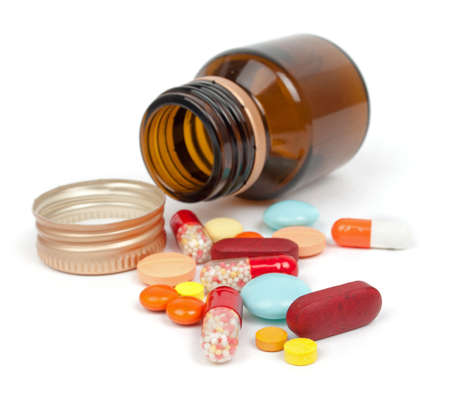 pills isolated on white backgroundの写真素材