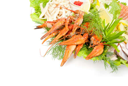 lobsters with saladの写真素材
