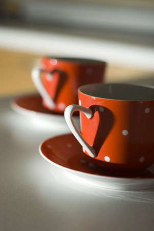 Red Mug with a heartの写真素材