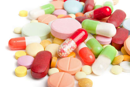 pills isolated on white backgroundの写真素材