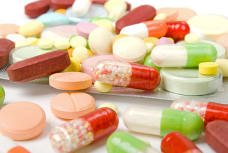 pills isolated on white backgroundの写真素材