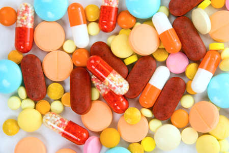 pills isolated on white backgroundの写真素材