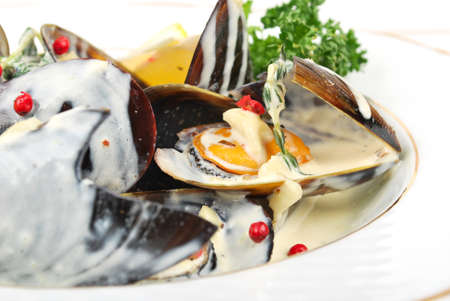 Mussels. Cooked and prepared.の写真素材