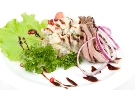 meat with saladの写真素材