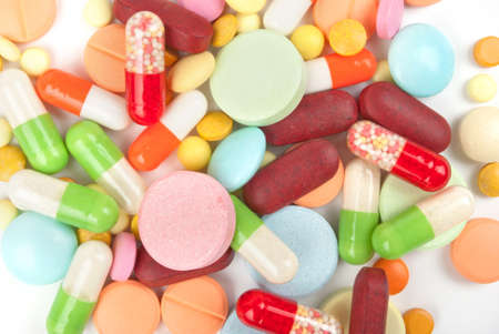 pills isolated on white backgroundの写真素材