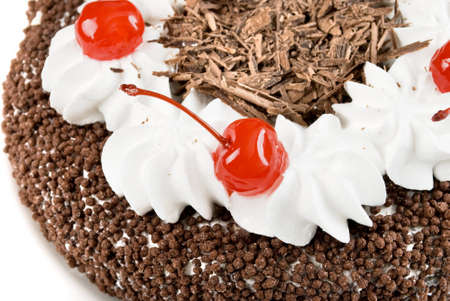 chocolate cake with cherryの写真素材
