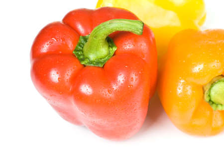 Colored paprika  pepper  isolated on a white backgroundの写真素材