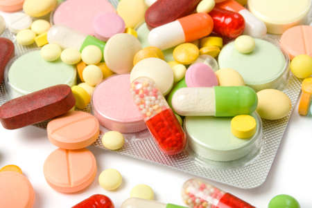 pills isolated on white backgroundの写真素材