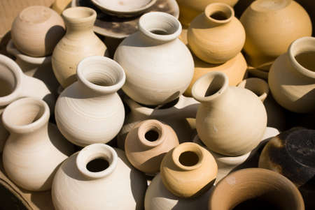 pots before firingの写真素材