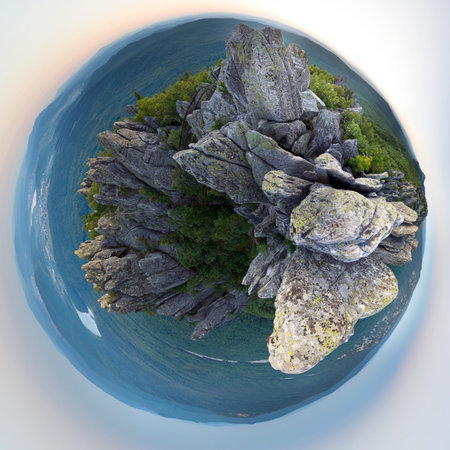 Little planet panorama of mountains