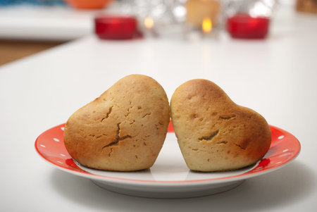 Valentine's day theme - Cake in shape of heartの写真素材