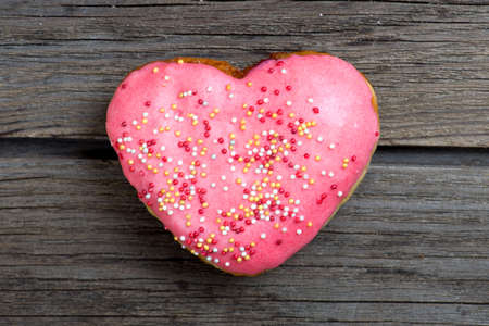 Donuts on a wooden tableの写真素材