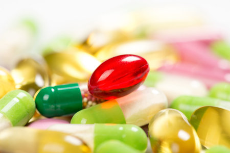 pills isolated on white backgroundの写真素材