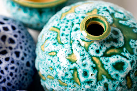 ceramic pots in glazeの写真素材